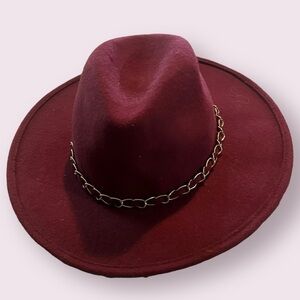 Burgundy & Gold Chain Hat